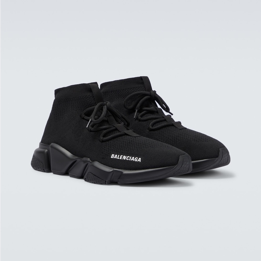 Balenciaga Black High-Top Speed Lace up Sneakers 100% Authentic